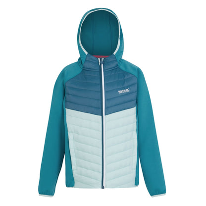 Tahoe Blue-Moroccan Blue-Bleached Aqua - Front - Regatta Childrens-Kids Kielder VIII Hybrid Jacket