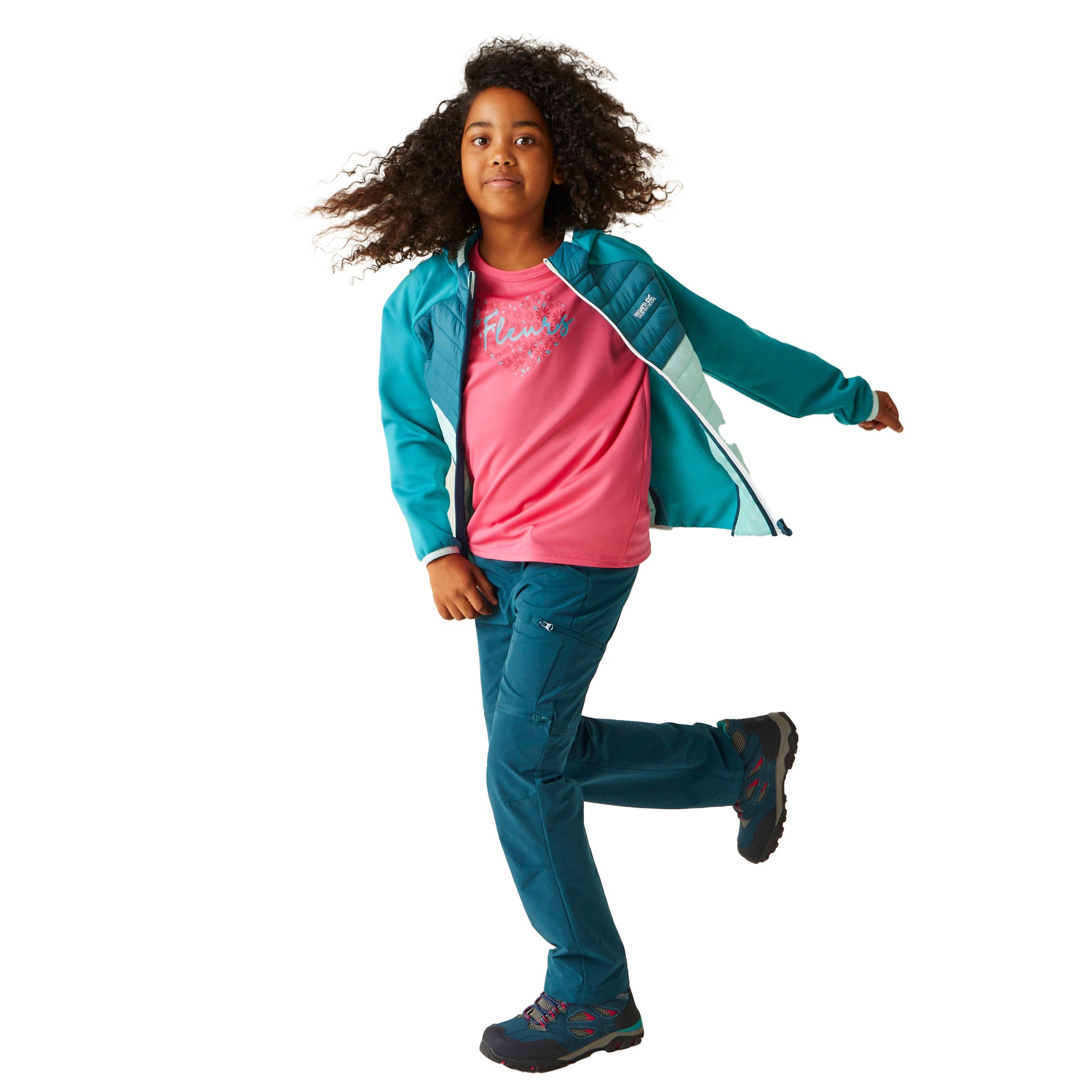 Tahoe Blue-Moroccan Blue-Bleached Aqua - Close up - Regatta Childrens-Kids Kielder VIII Hybrid Jacket