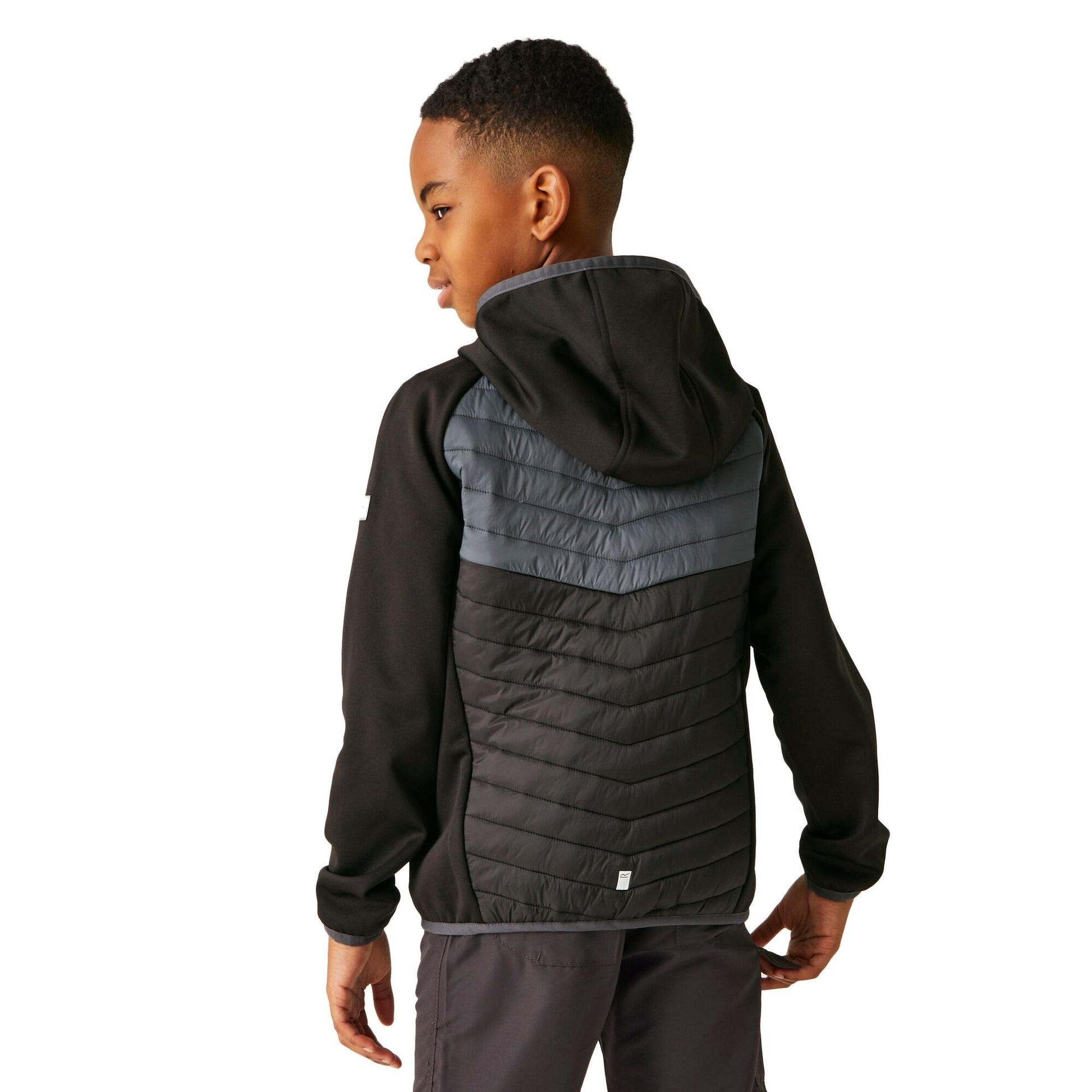 Black-Seal Grey - Pack Shot - Regatta Childrens-Kids Kielder VIII Hybrid Jacket