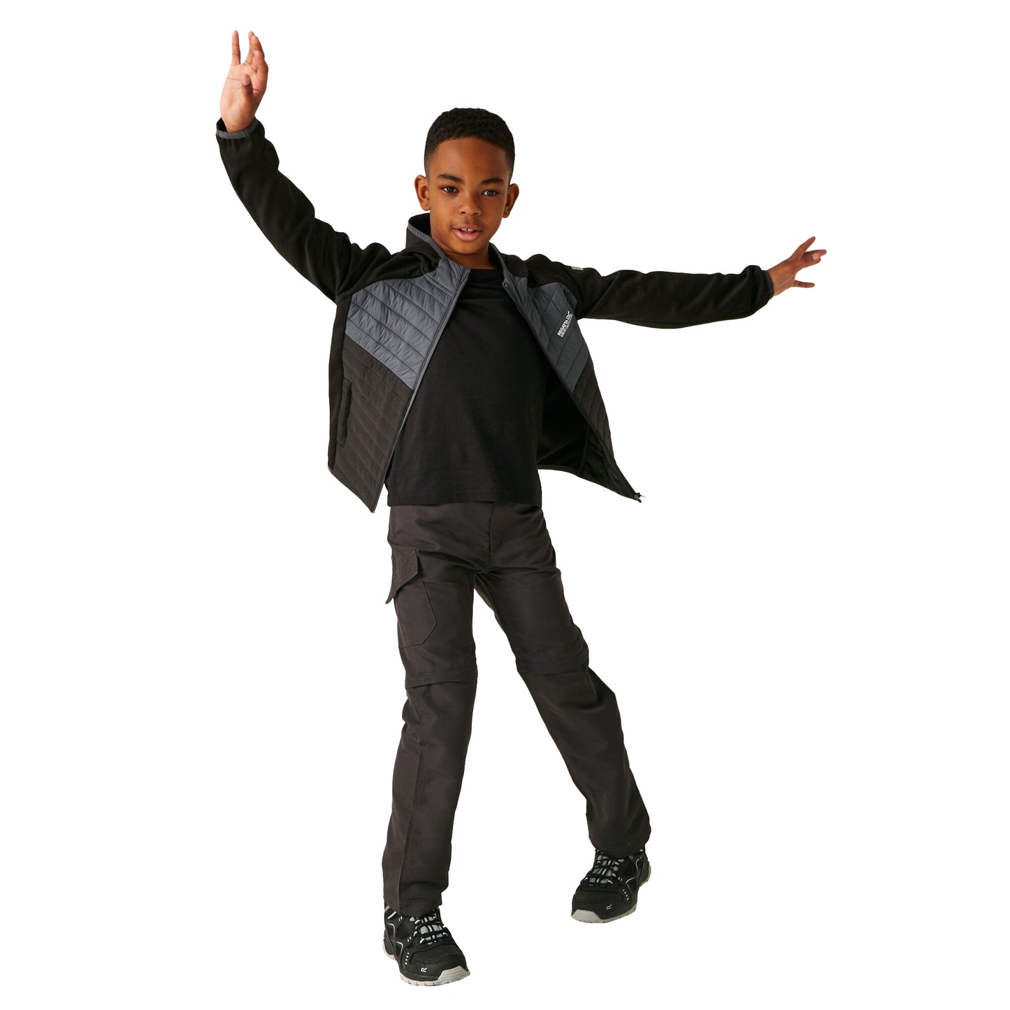Black-Seal Grey - Close up - Regatta Childrens-Kids Kielder VIII Hybrid Jacket