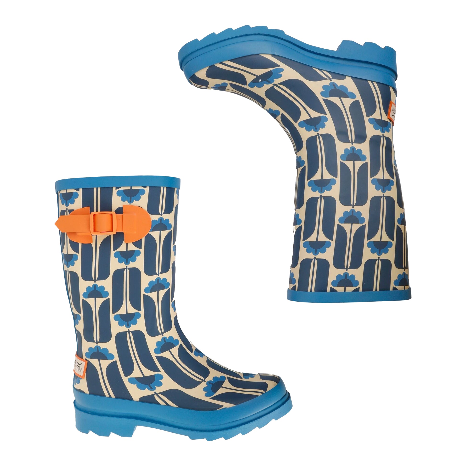 Navy - Pack Shot - Regatta Womens-Ladies Orla Kiely Floral Wellington Boots