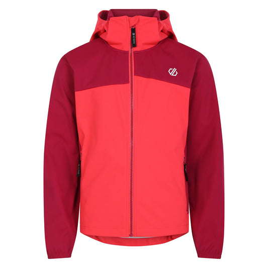 Berry Pink-Neon Pink - Front - Dare 2B Childrens-Kids Cheer Soft Shell Jacket