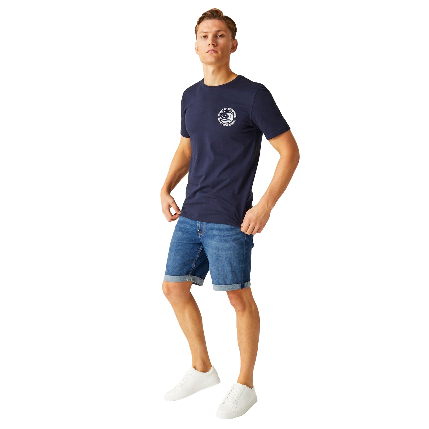 Navy - Close up - Regatta Mens Cline VIII Back Print T-Shirt