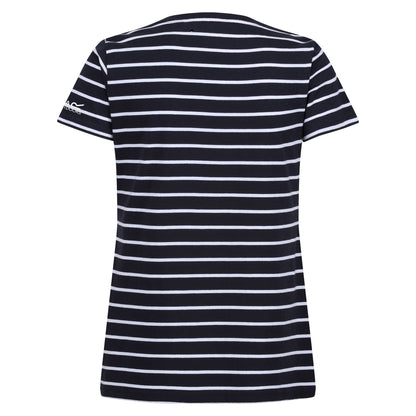 Navy-White - Back - Regatta Womens-Ladies Filandra VIII Stripe T-Shirt