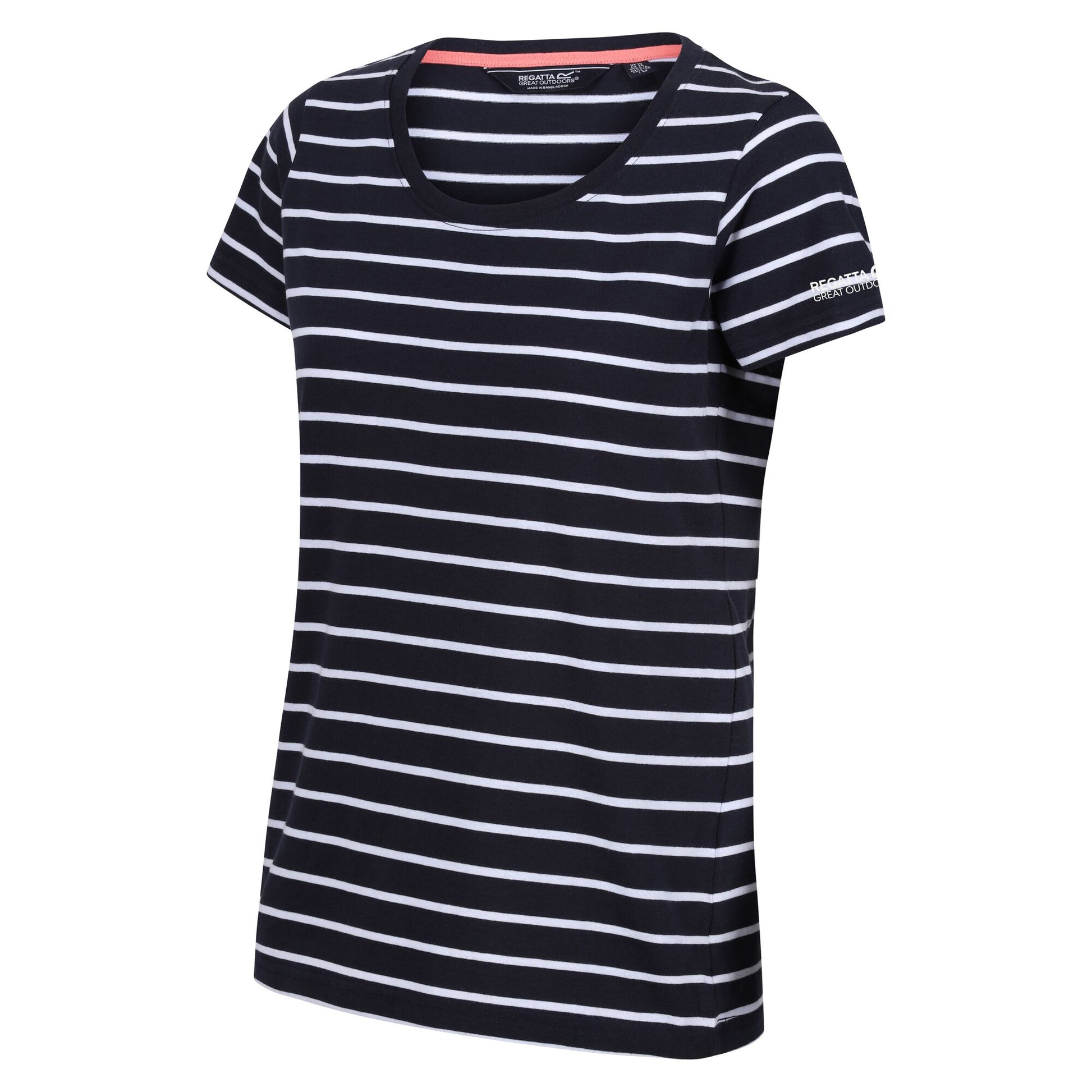 Navy-White - Side - Regatta Womens-Ladies Filandra VIII Stripe T-Shirt