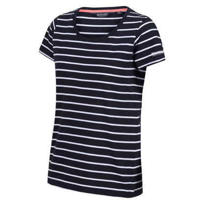 Navy-White - Side - Regatta Womens-Ladies Filandra VIII Stripe T-Shirt
