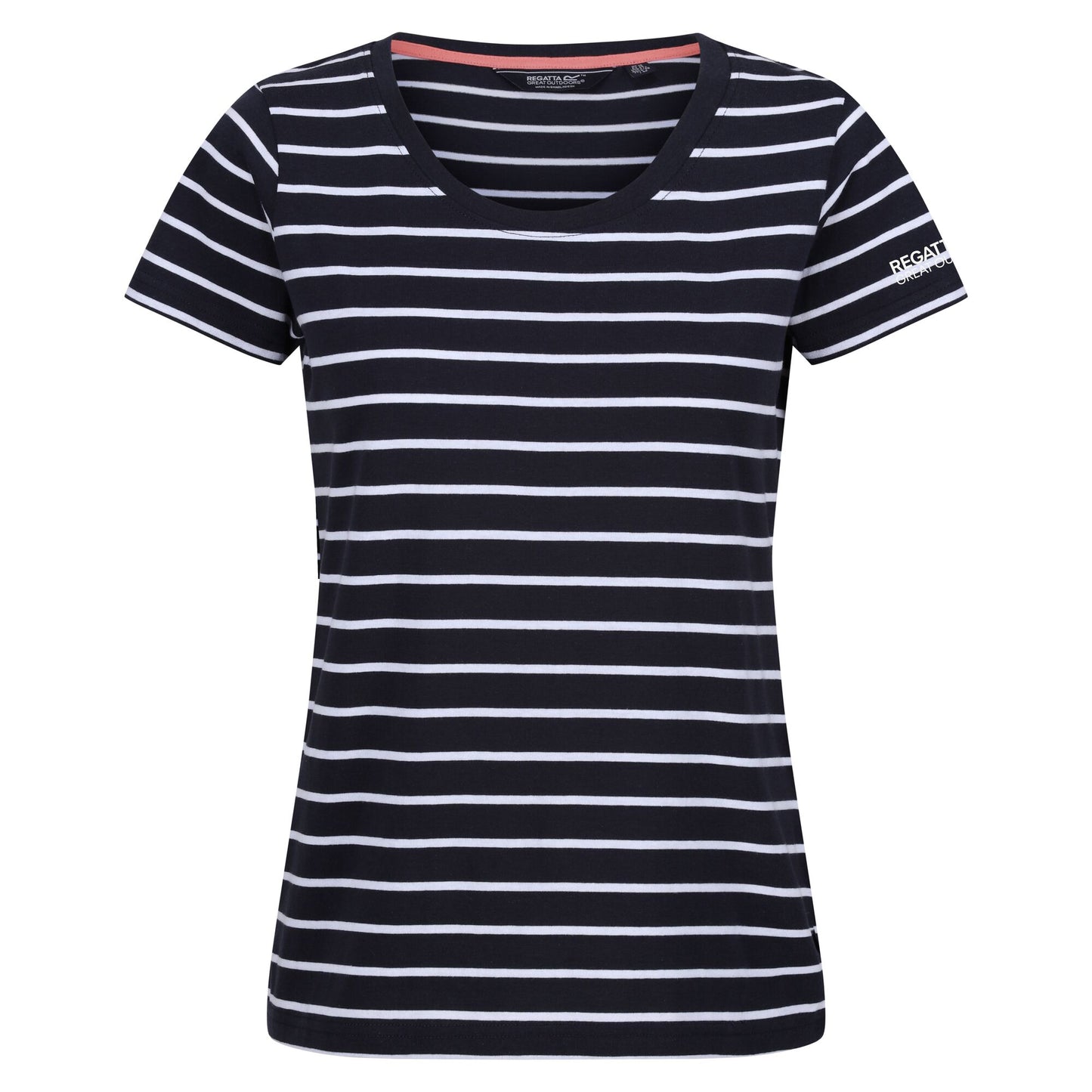 Navy-White - Front - Regatta Womens-Ladies Filandra VIII Stripe T-Shirt