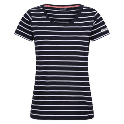 Navy-White - Front - Regatta Womens-Ladies Filandra VIII Stripe T-Shirt