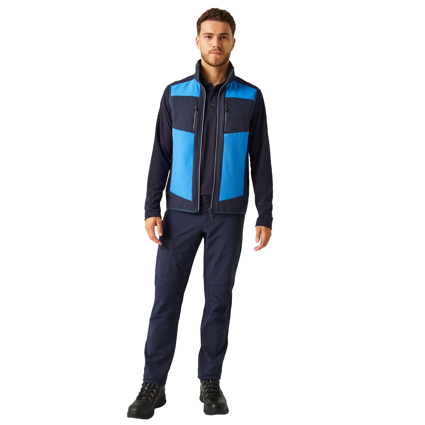 Strong Blue-Navy - Side - Regatta Professional Mens Colour Block Softshell Body Warmer