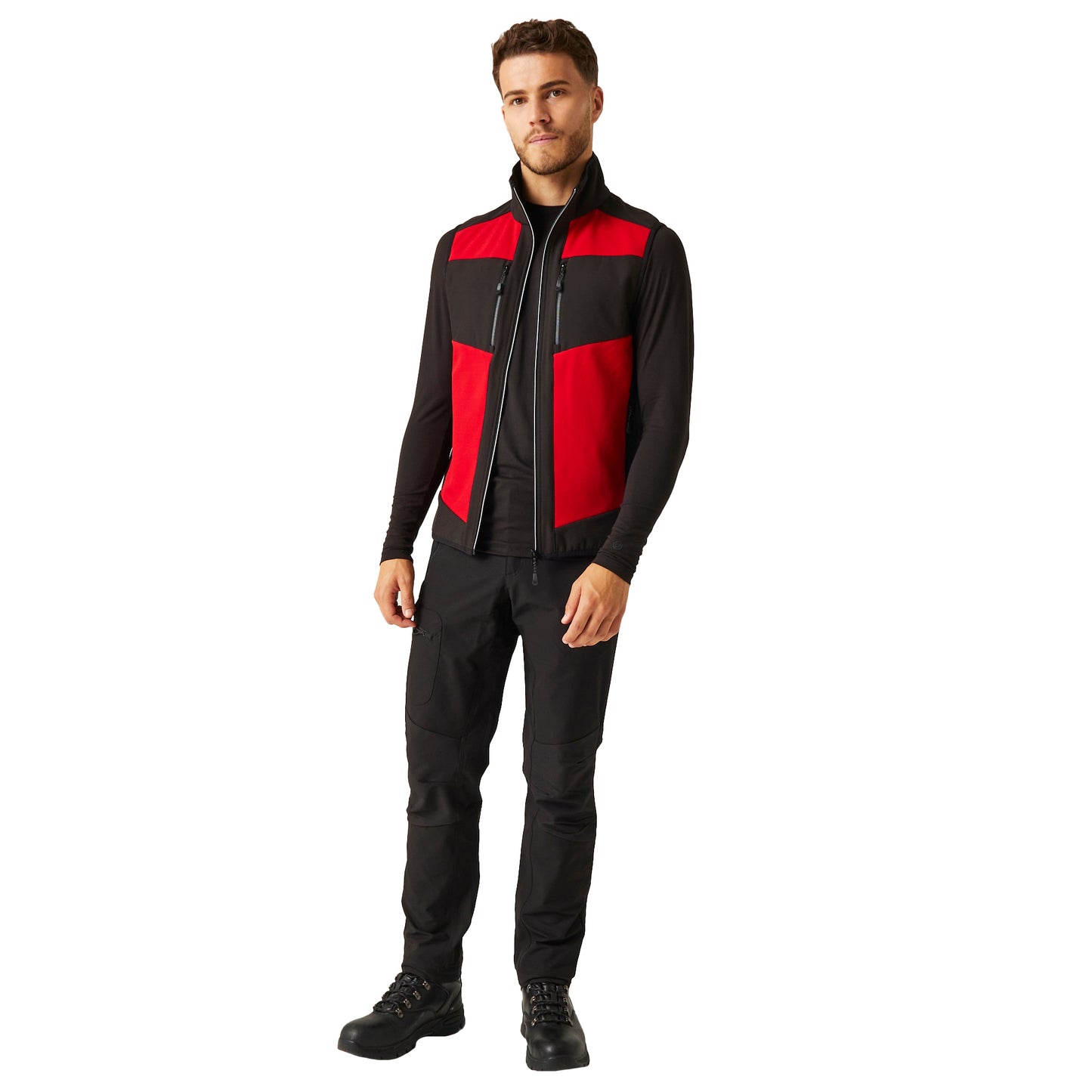 Classic Red-Black - Side - Regatta Professional Mens Colour Block Softshell Body Warmer