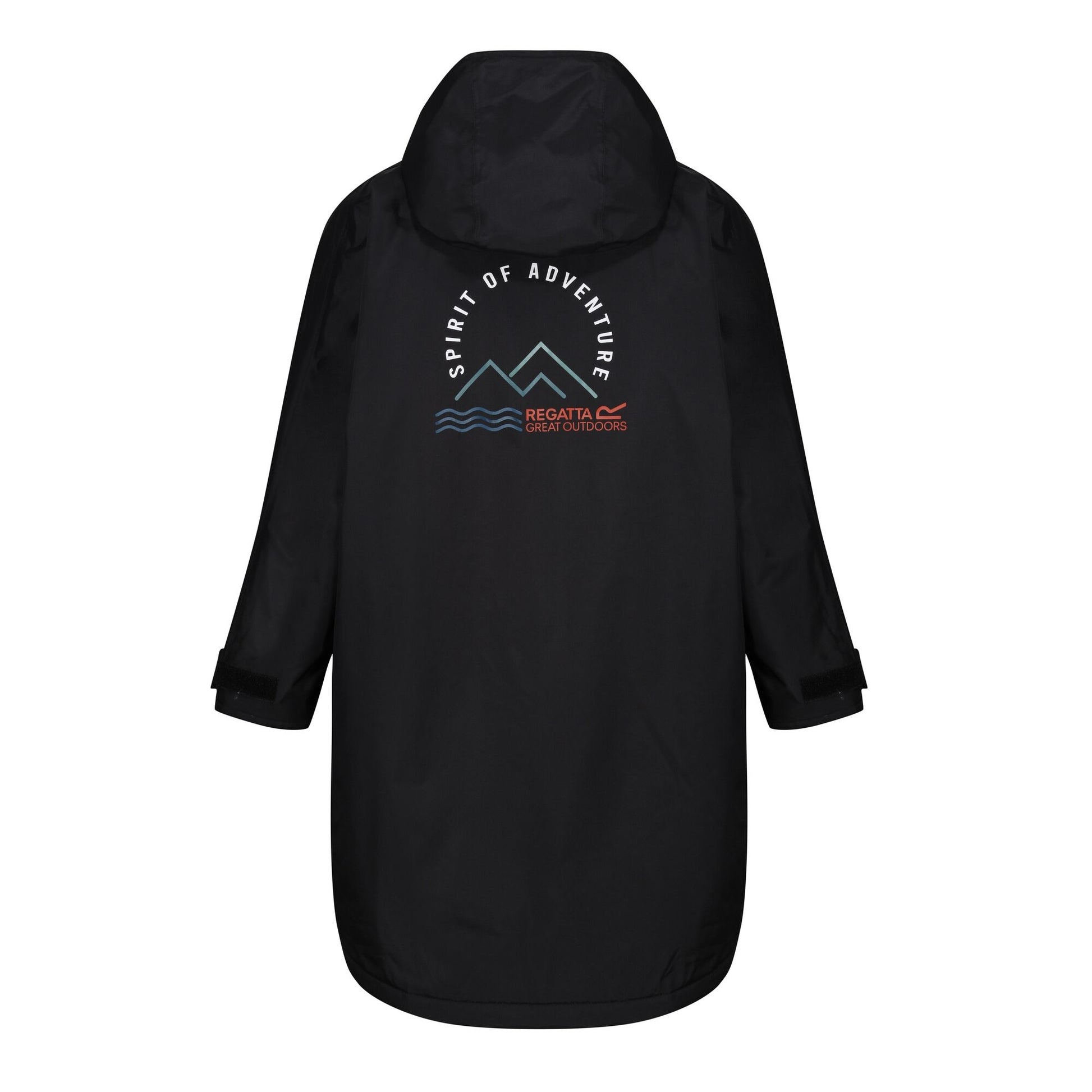 Black-Oxford Blue - Back - Regatta Childrens-Kids Back Print Changing Robe
