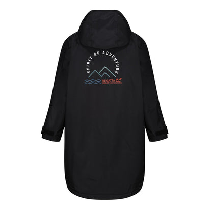 Black-Oxford Blue - Back - Regatta Childrens-Kids Back Print Changing Robe