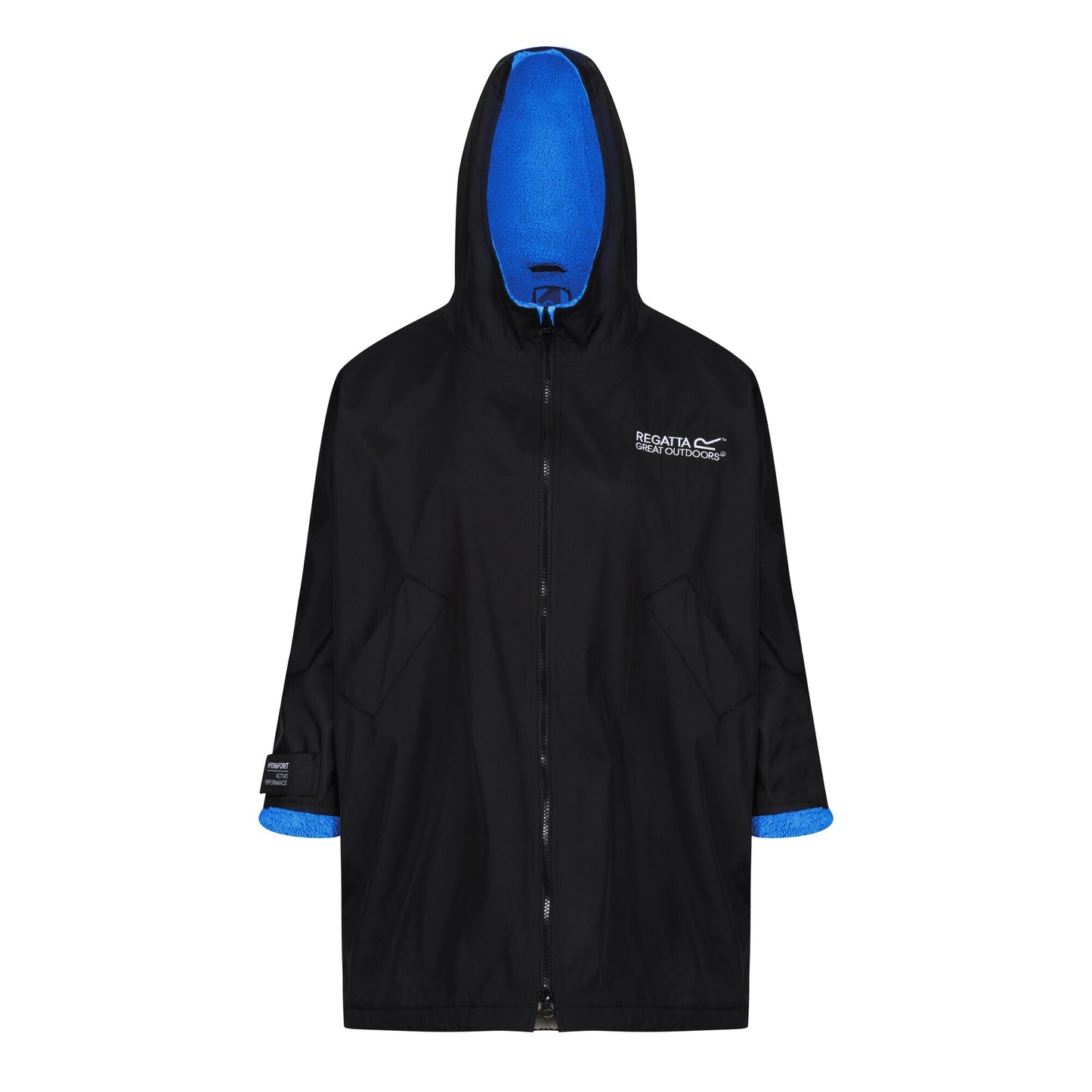 Black-Oxford Blue - Front - Regatta Childrens-Kids Back Print Changing Robe