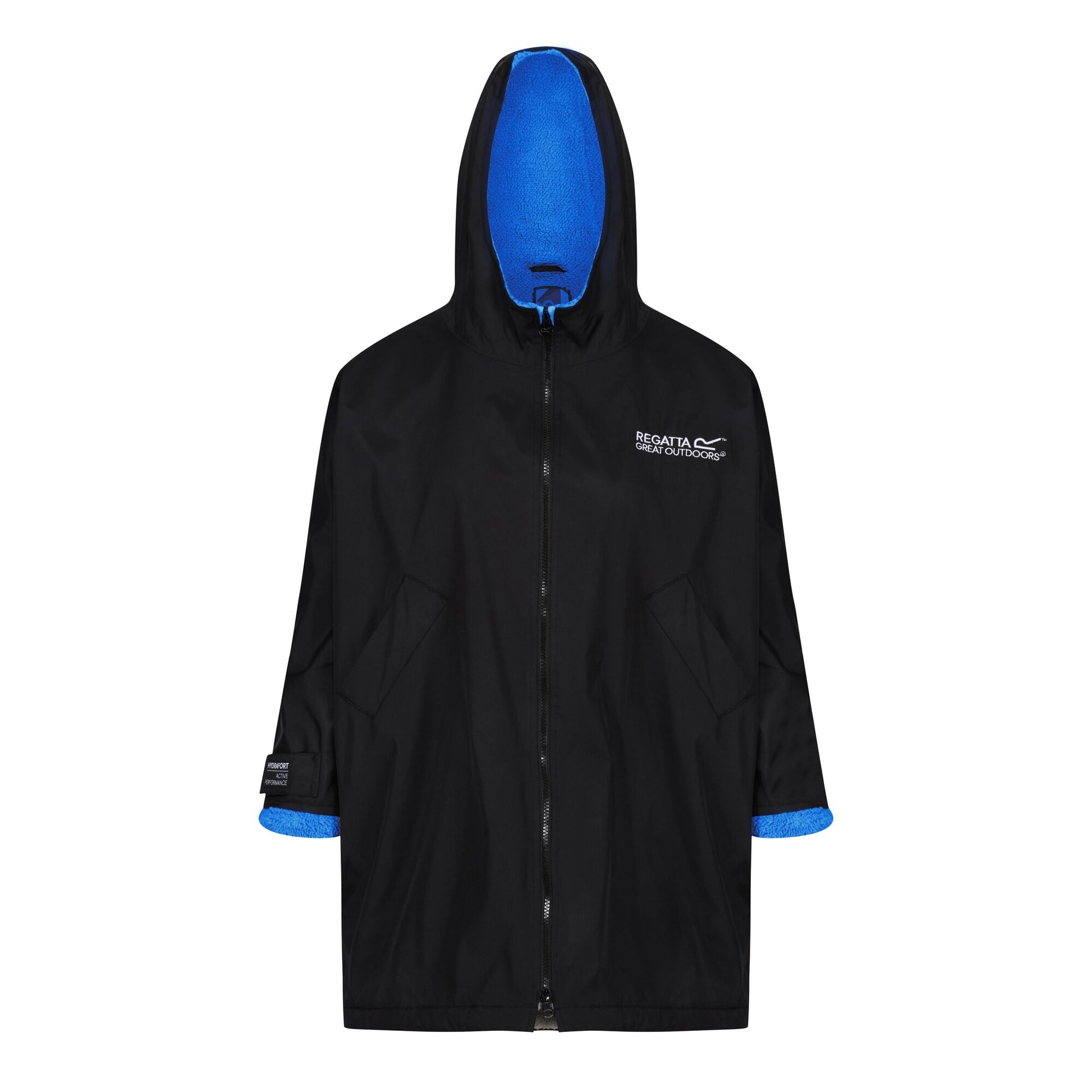Black-Oxford Blue - Front - Regatta Childrens-Kids Back Print Changing Robe