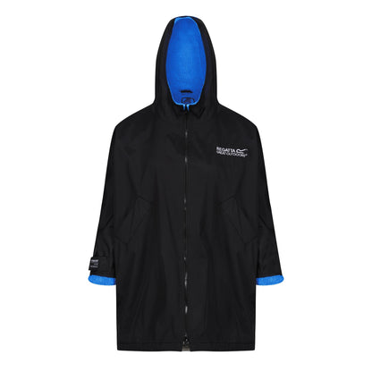 Black-Oxford Blue - Front - Regatta Childrens-Kids Back Print Changing Robe