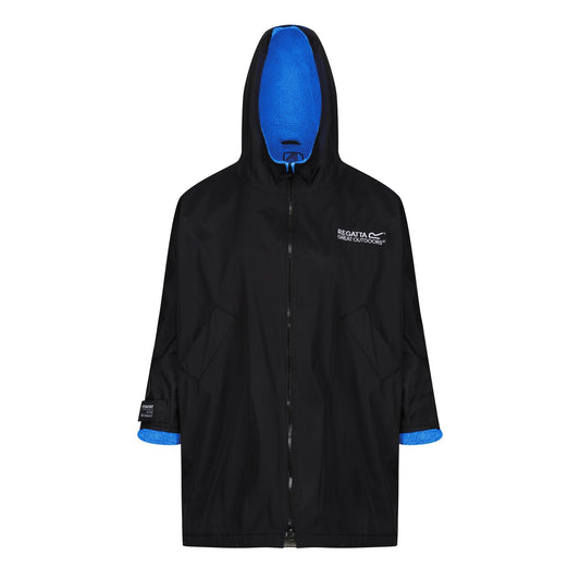 Black-Oxford Blue - Front - Regatta Childrens-Kids Back Print Changing Robe