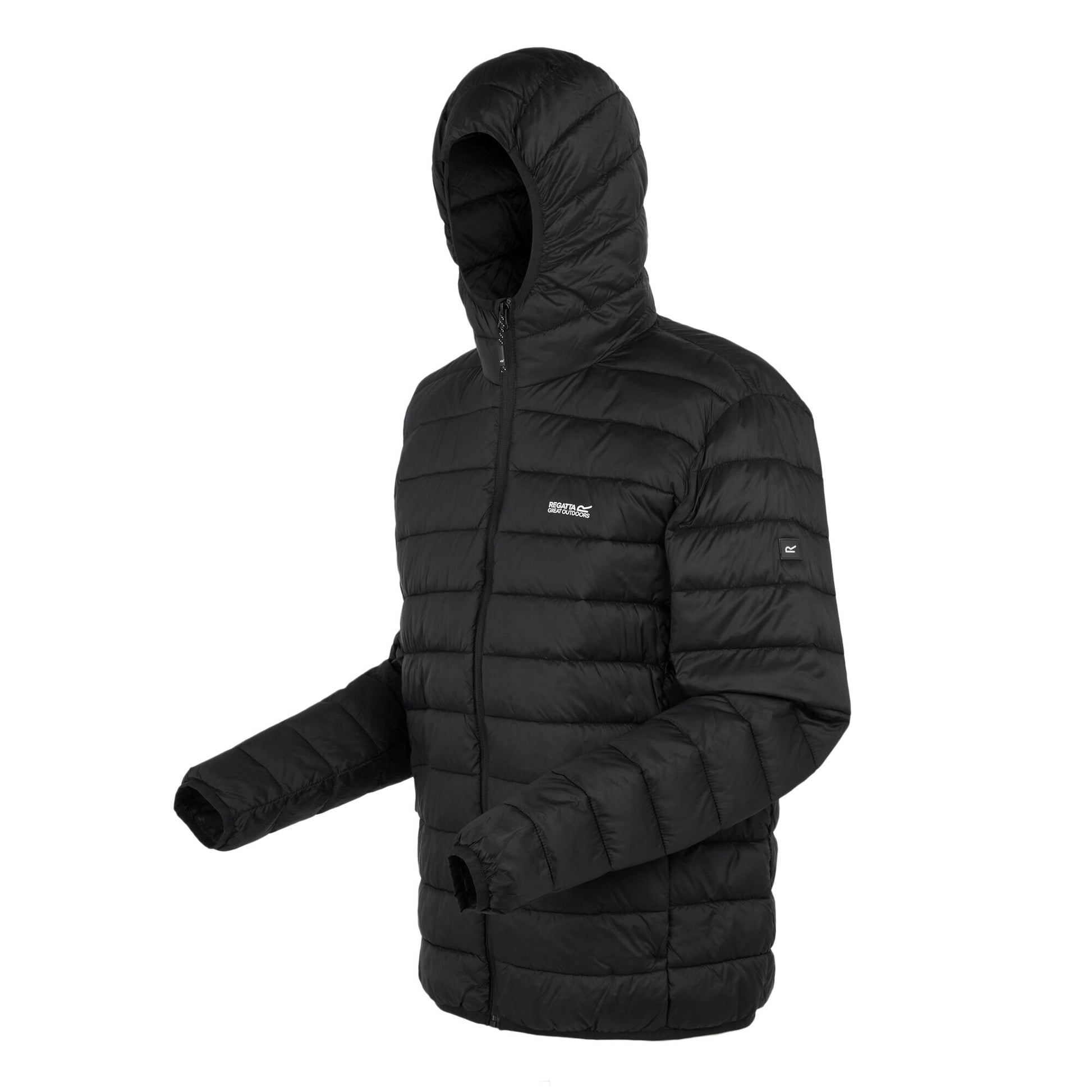Black - Side - Regatta Mens Baffled Hooded Jacket