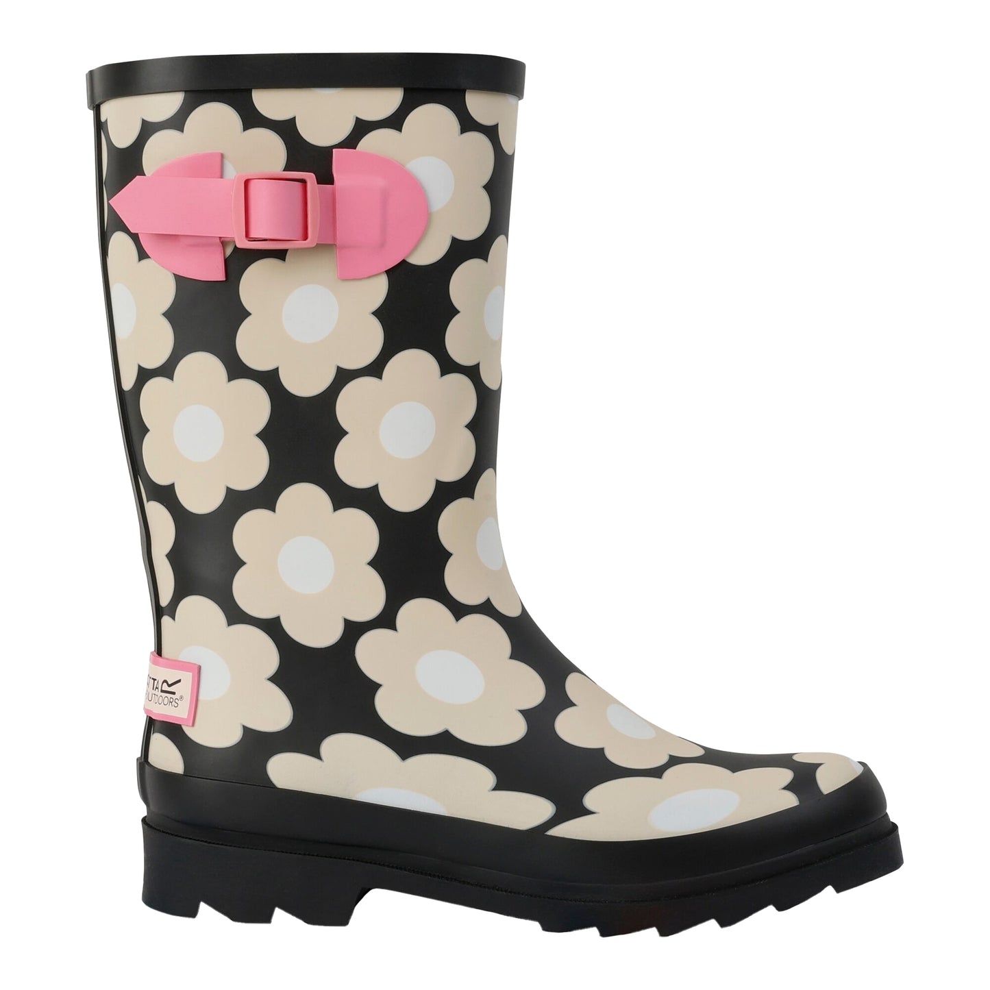 Black - Side - Regatta Womens-Ladies Orla Kiely Daisy Mid Calf Wellington Boots