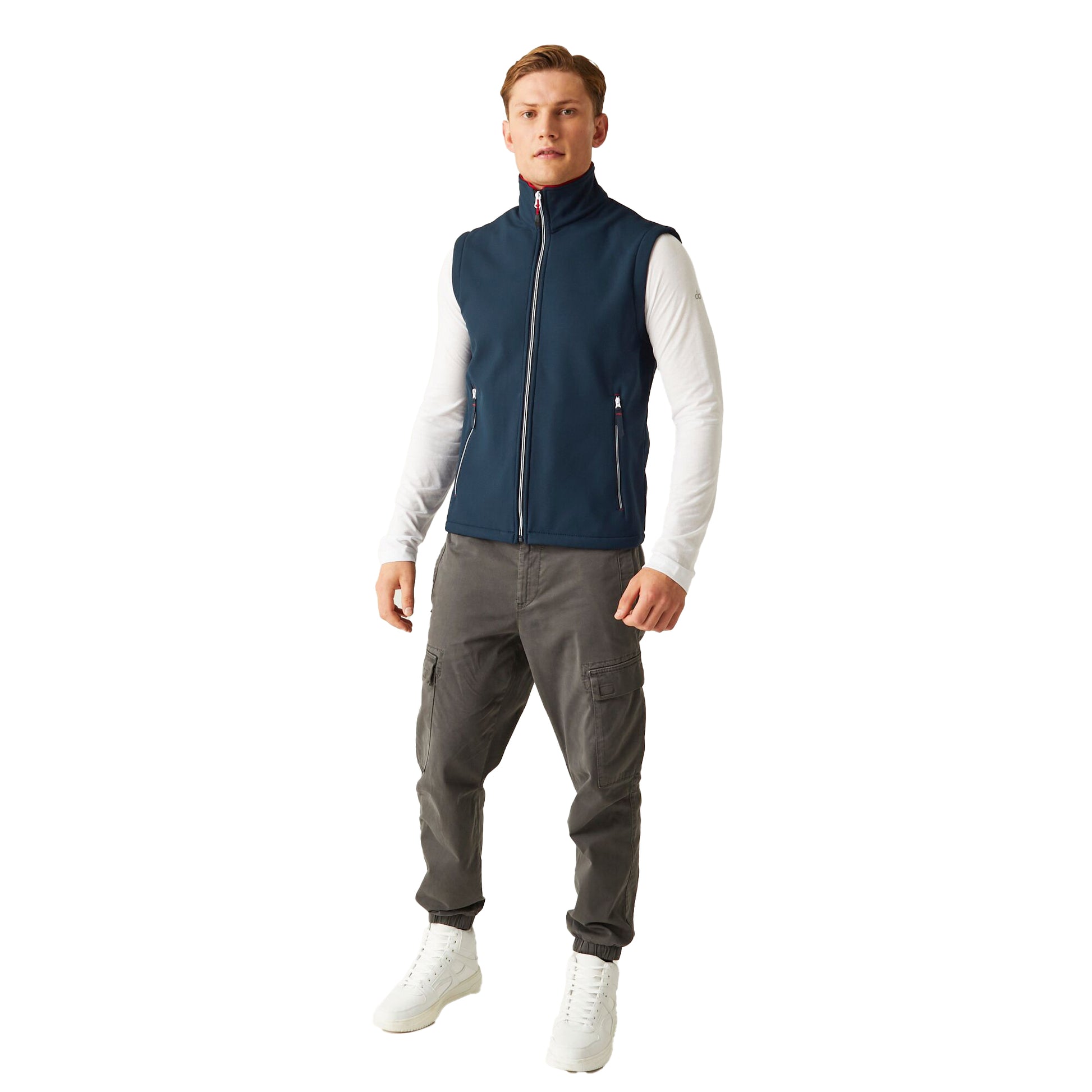 Navy-Classic Red - Pack Shot - Regatta Professional Mens Softshell 2 Layer Body Warmer