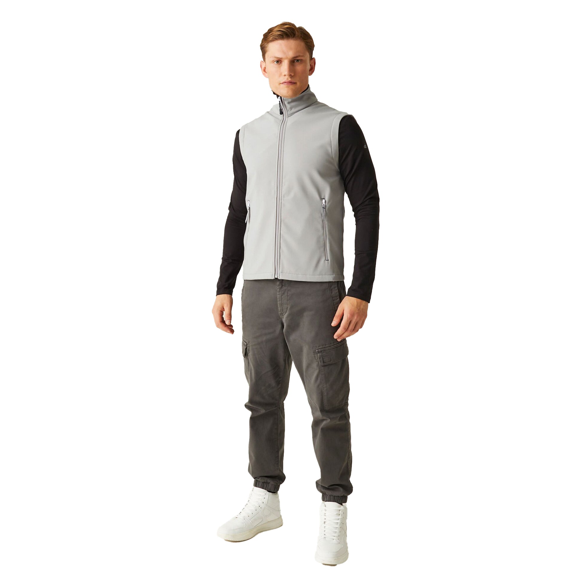 Mineral Grey-Black - Pack Shot - Regatta Professional Mens Softshell 2 Layer Body Warmer