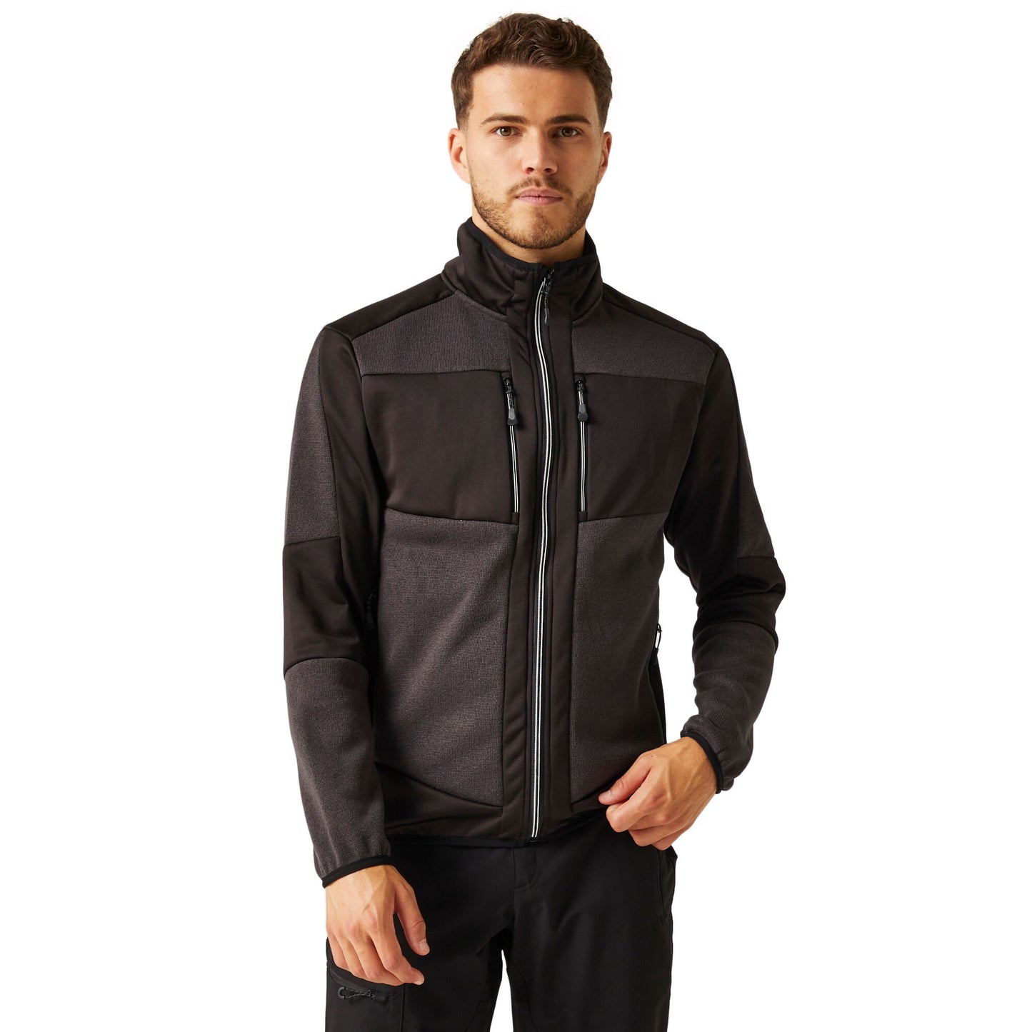 Ash-Black - Side - Regatta Professional Unisex Adult Knitted Stretch Midlayer