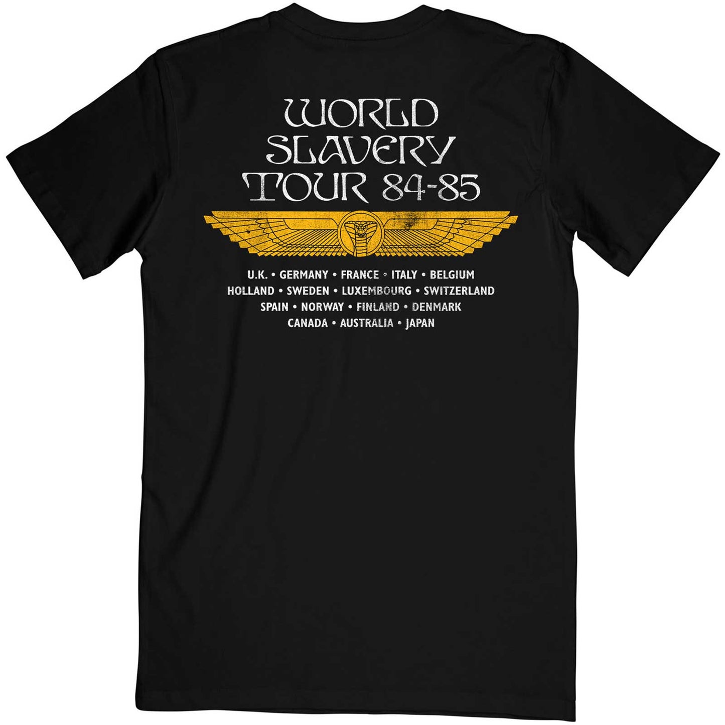 Black - Back - Iron Maiden Unisex Adult Powerslave World Slavery Tour Back Print T-Shirt