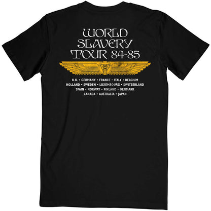 Black - Back - Iron Maiden Unisex Adult Powerslave World Slavery Tour Back Print T-Shirt