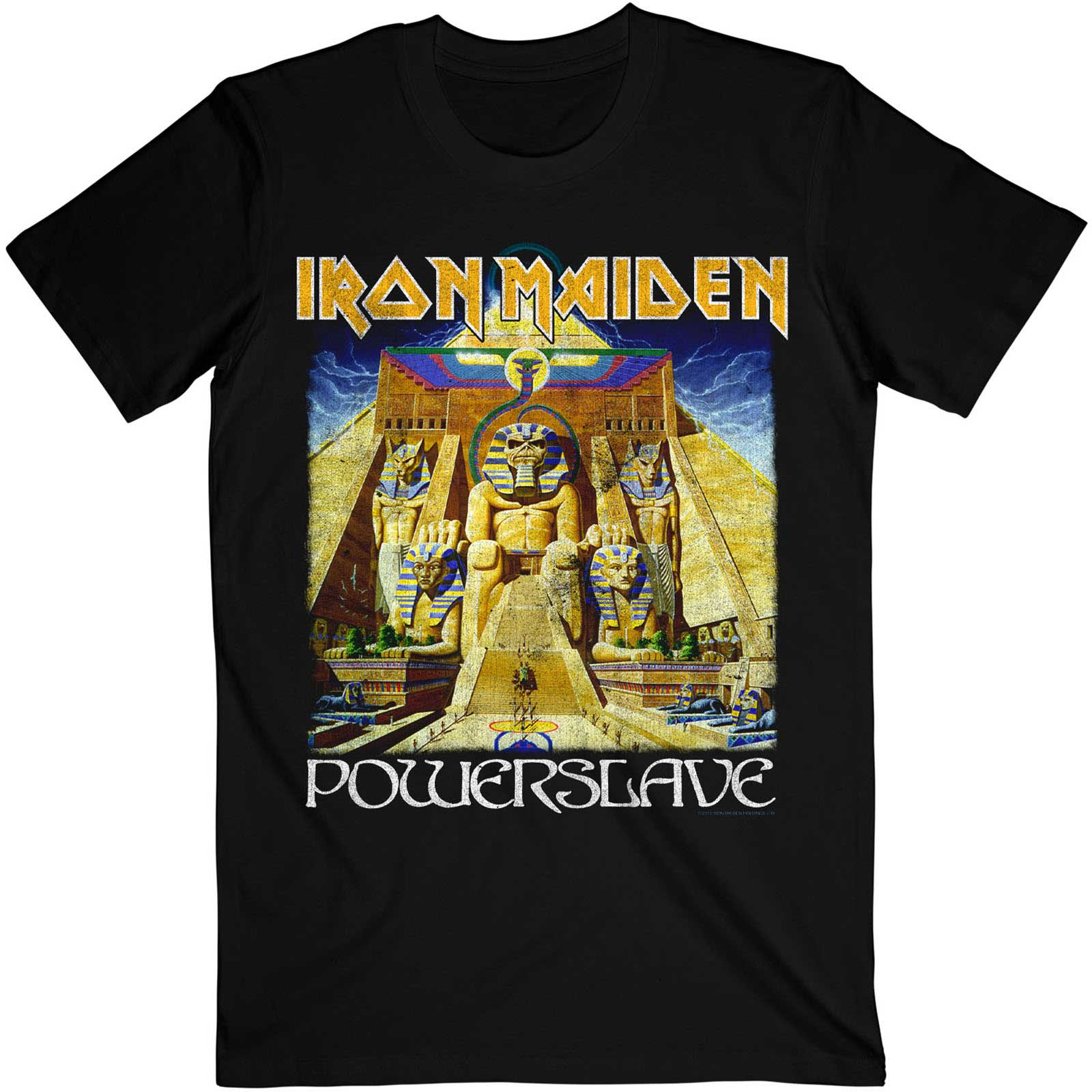 Black - Front - Iron Maiden Unisex Adult Powerslave World Slavery Tour Back Print T-Shirt