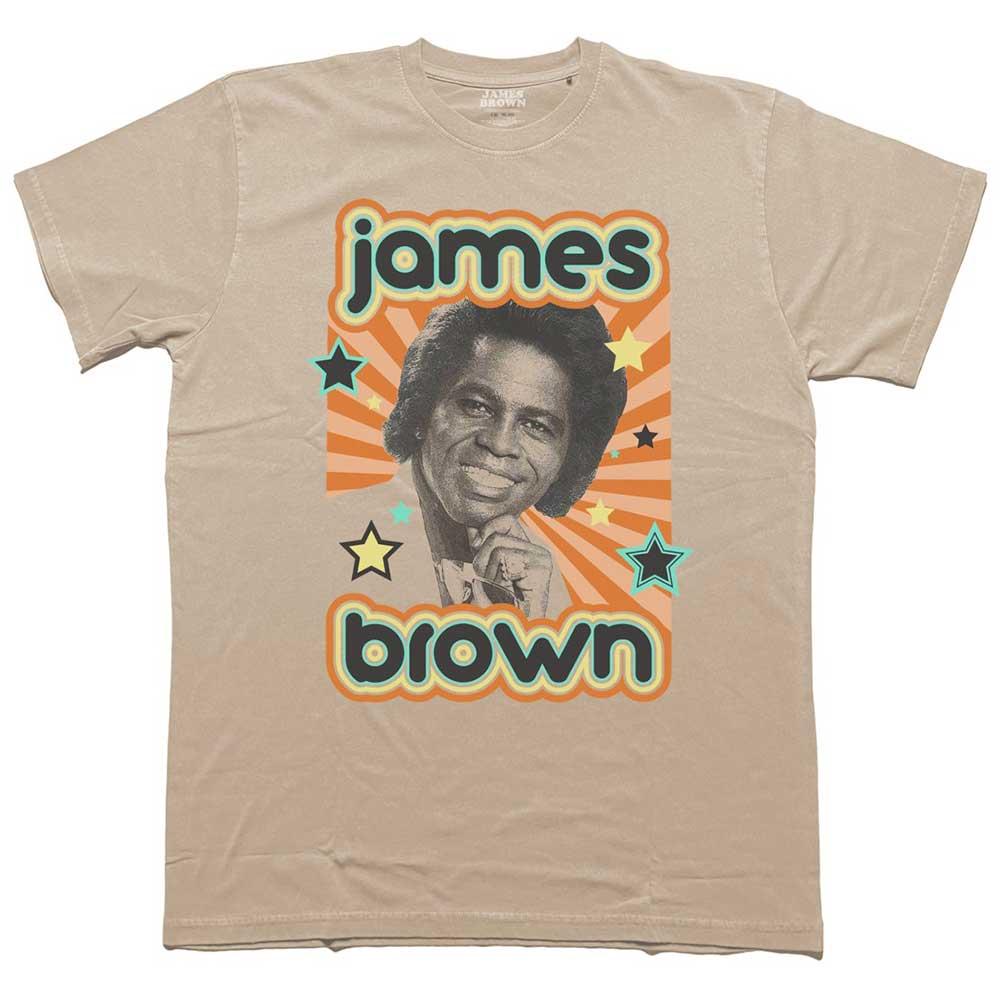 Sand - Front - James Brown Unisex Adult Stars Cotton T-Shirt