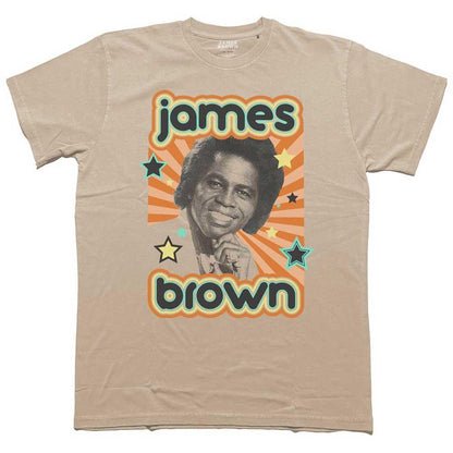 Sand - Front - James Brown Unisex Adult Stars Cotton T-Shirt