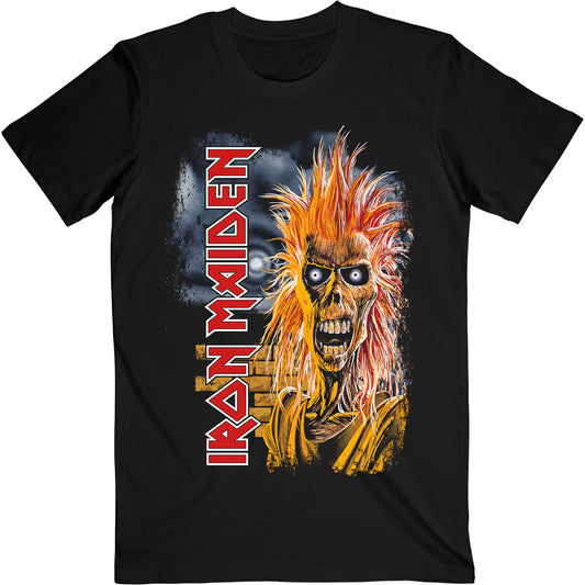 Black - Front - Iron Maiden Unisex Adult First Album Track List V.3. Back Print T-Shirt