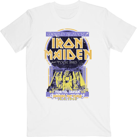 White - Front - Iron Maiden Unisex Adult Powerslave Japan Flyer T-Shirt