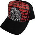 Black-Red-White - Front - Iron Maiden Unisex Adult Eddie Repeat Logo Baseball Cap