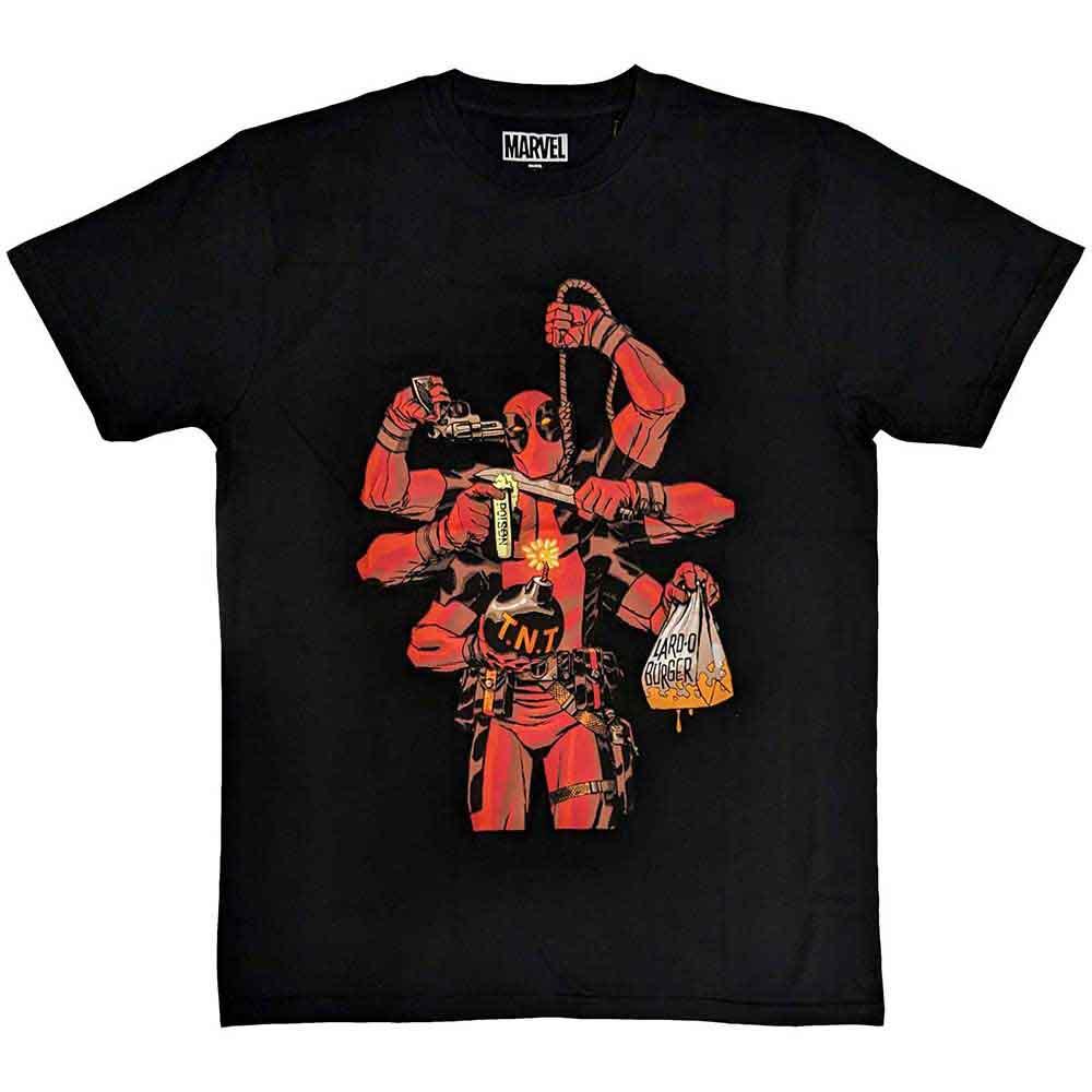 Black - Front - Deadpool Unisex Adult Arms T-Shirt