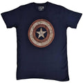 Navy Blue - Front - Captain America Unisex Adult Shield Embroidered T-Shirt