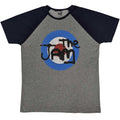 Grey-Navy Blue - Front - The Jam Unisex Adult Vintage Logo Raglan T-Shirt