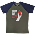 Khaki Green-Navy Blue - Front - Green Day Unisex Adult American Idiot Raglan T-Shirt