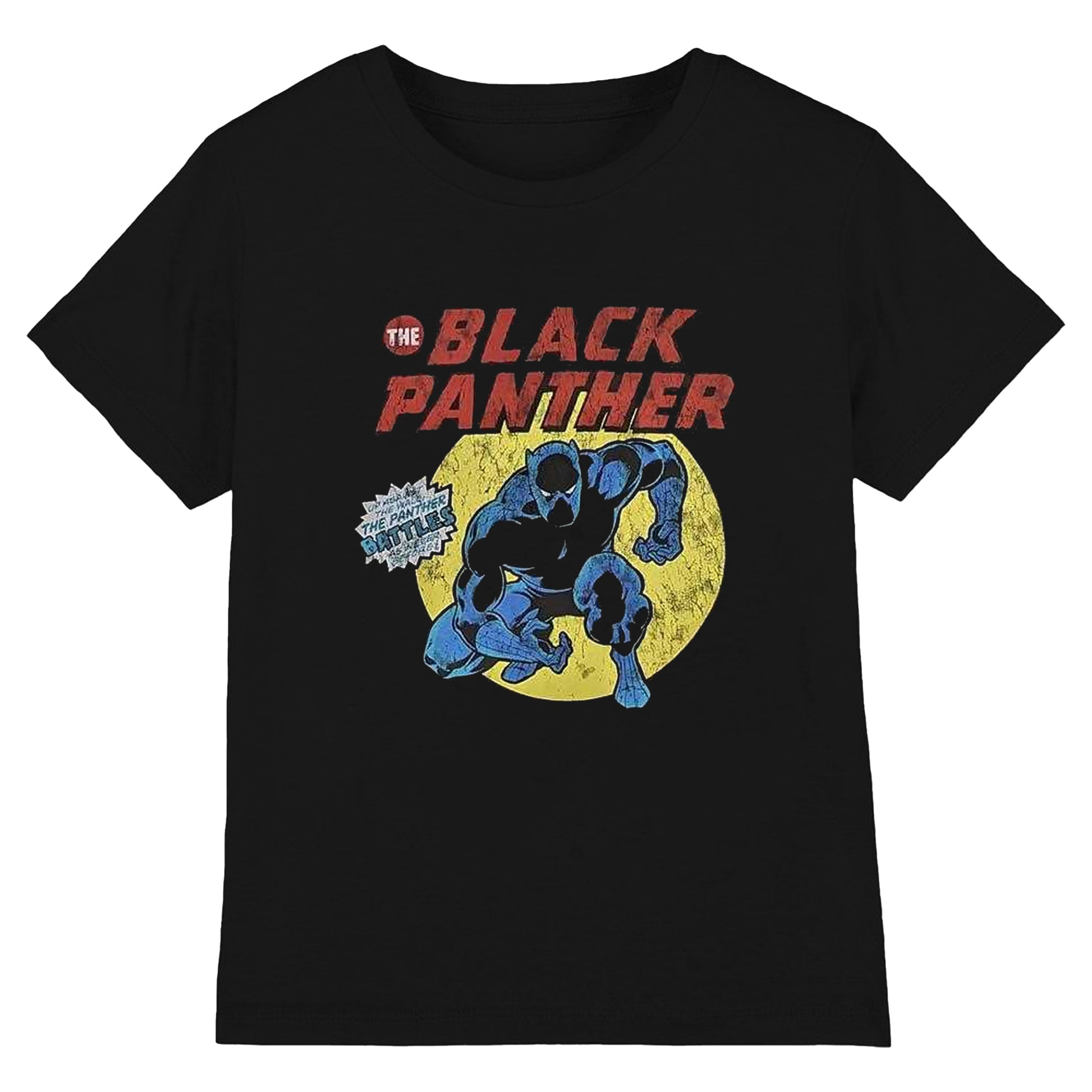 Black - Front - Black Panther Unisex Adult Retro T-Shirt