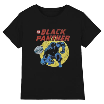 Black - Front - Black Panther Unisex Adult Retro T-Shirt