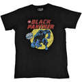 Black - Front - Black Panther Unisex Adult Retro T-Shirt