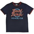 Navy Blue - Front - David Bowie Unisex Adult 1978 World Tour Ringer Cotton T-Shirt