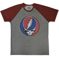 Grey-Red - Front - Grateful Dead Unisex Adult Steal Your Face Classic Cotton Raglan T-Shirt