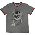 Grey - Front - Guns N Roses Unisex Adult Faded Skull Ringer T-Shirt