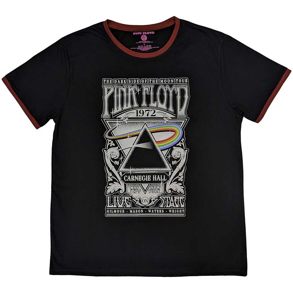 Black - Front - Pink Floyd Unisex Adult Carnegie Hall Poster Cotton T-Shirt