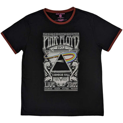 Black - Front - Pink Floyd Unisex Adult Carnegie Hall Poster Cotton T-Shirt