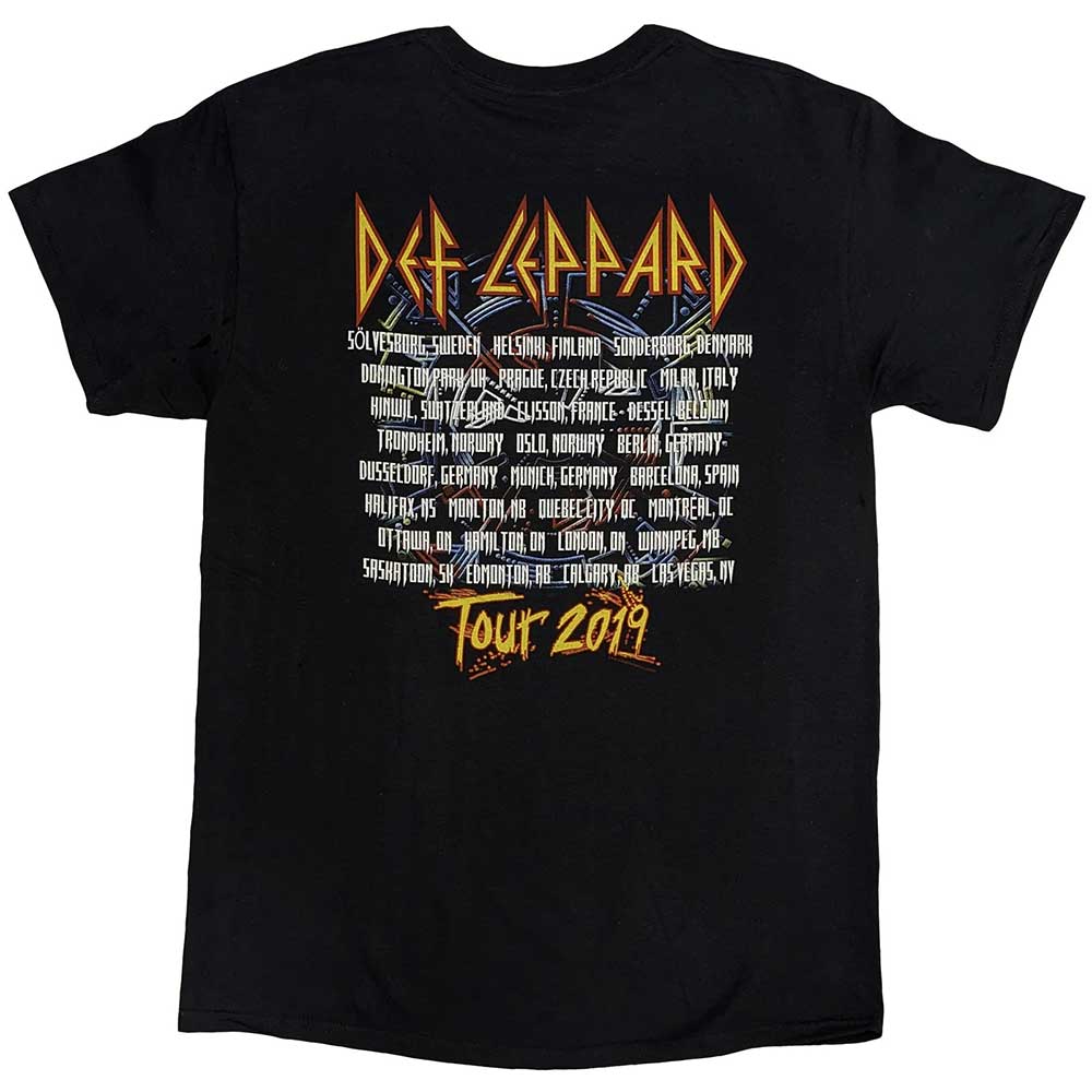 Black - Back - Def Leppard Unisex Adult Tour 2019 Band Photo Cotton T-Shirt