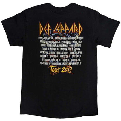 Black - Back - Def Leppard Unisex Adult Tour 2019 Band Photo Cotton T-Shirt