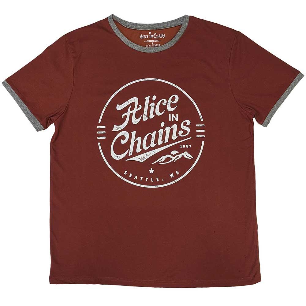 Red - Front - Alice In Chains Unisex Adult Circle Emblem Cotton T-Shirt