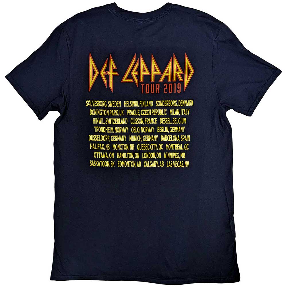 Navy Blue - Back - Def Leppard Unisex Adult Rock Of Ages Tour 2019 Back Print T-Shirt