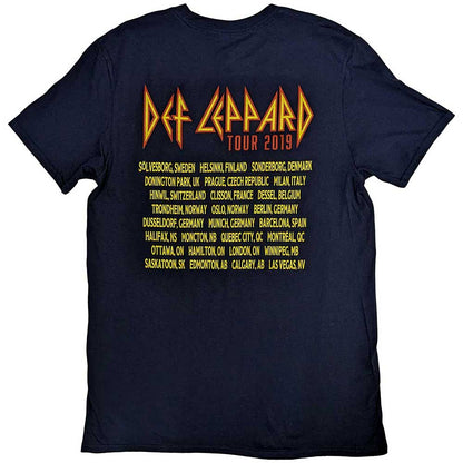 Navy Blue - Back - Def Leppard Unisex Adult Rock Of Ages Tour 2019 Back Print T-Shirt